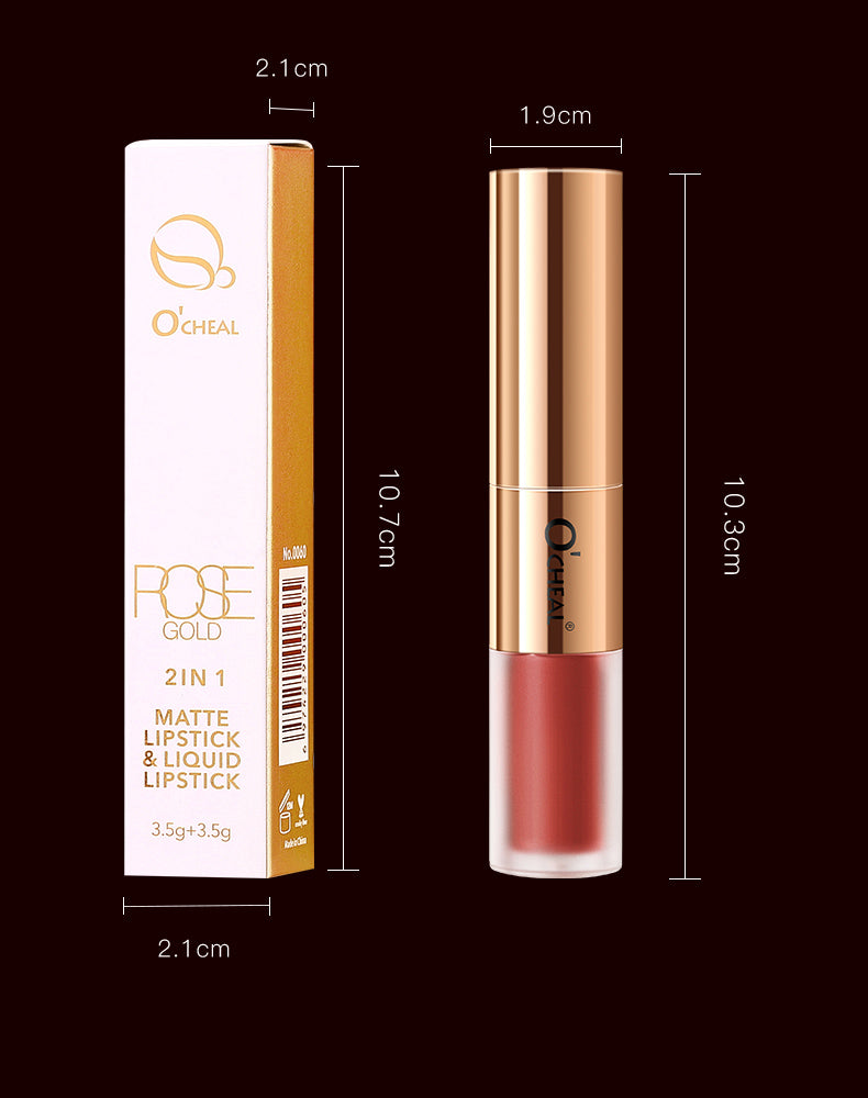 Batom 2 em 1 O'CHEAL : Batom Matte  e Gloss Labial