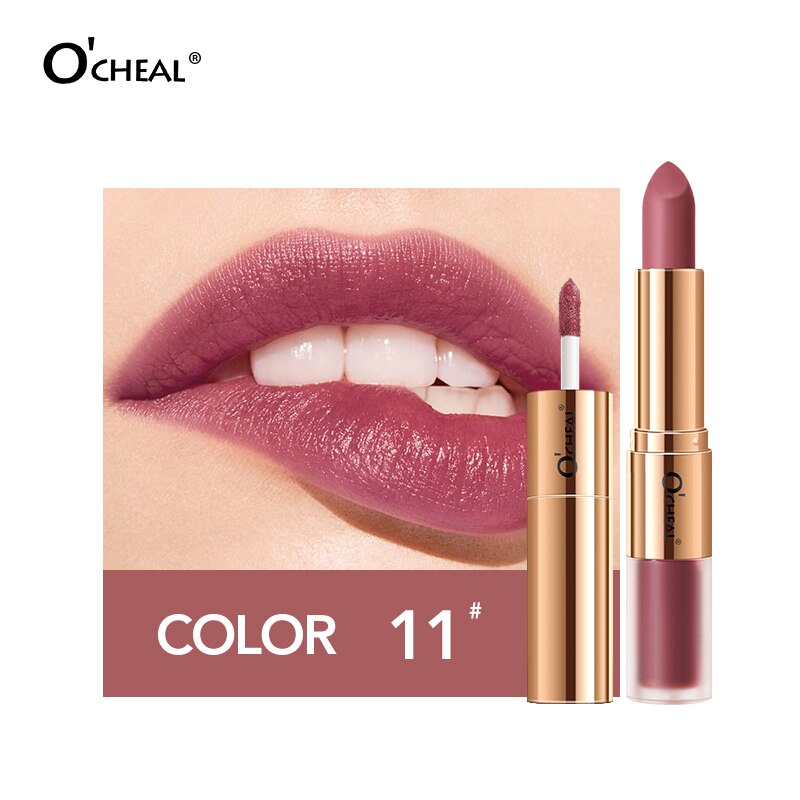 Batom 2 em 1 O'CHEAL : Batom Matte  e Gloss Labial