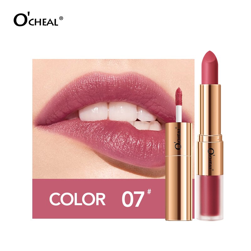 Batom 2 em 1 O'CHEAL : Batom Matte  e Gloss Labial