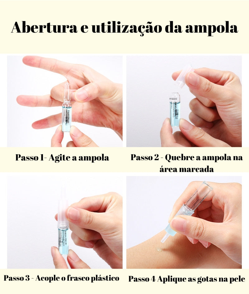 Contém 60 ampolas de 2ml de niacinamida , 30 para uso diurno e 30 para uso noturno.