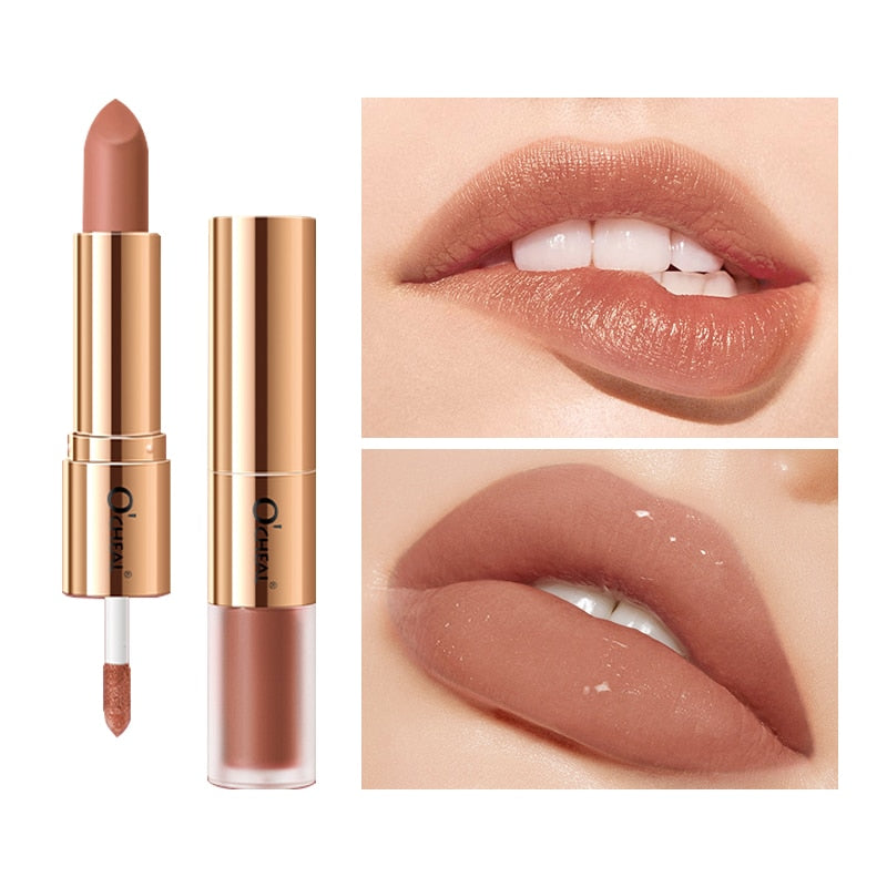 Batom 2 em 1 O'CHEAL : Batom Matte  e Gloss Labial